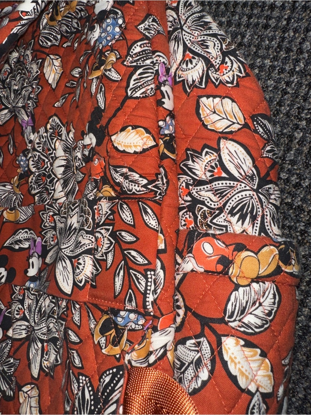 Disney Vera Bradley Rust Floral Mickey & Minnie Quilted Backpack - Picture 12 of 13